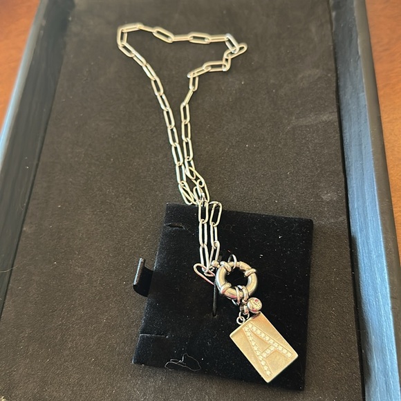 New! Mint and Lily Initial Pendant Necklace with Paperclip Chain- Initial A - Picture 3 of 7